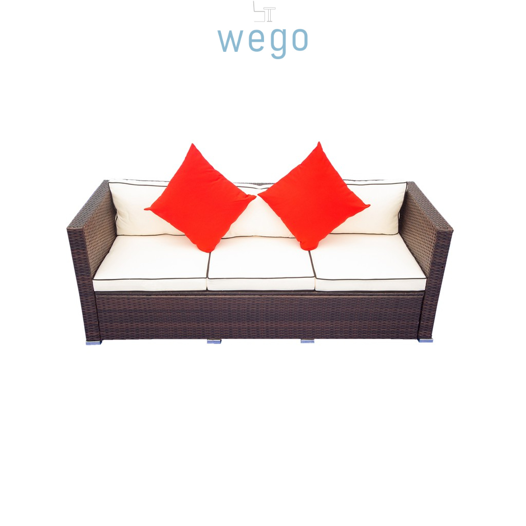 WEGO BỘ SOFA MÂY NHỰA NGOÀI TRỜI/ BỘ SOFA SÂN VƯỜN// Outdoor Furniture Rattan Chair Sofa Set Balcony Table Garden Sofa 3 seater