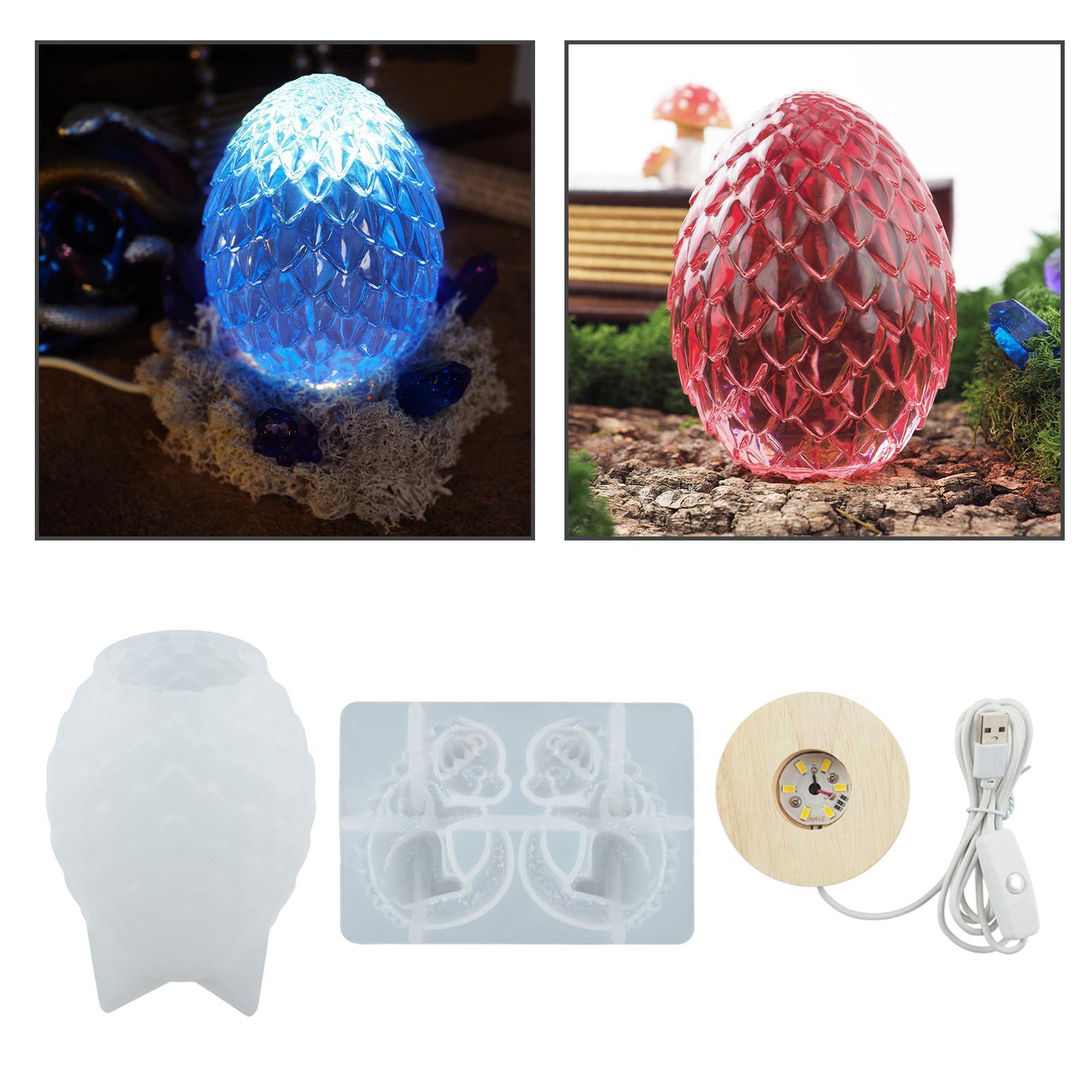 Dragon Egg Resin Model, Dragon Model for Resin Casting with Lamp Base, 3D Dragon Egg Silicone Model for Resin Epoxy Casting Craft