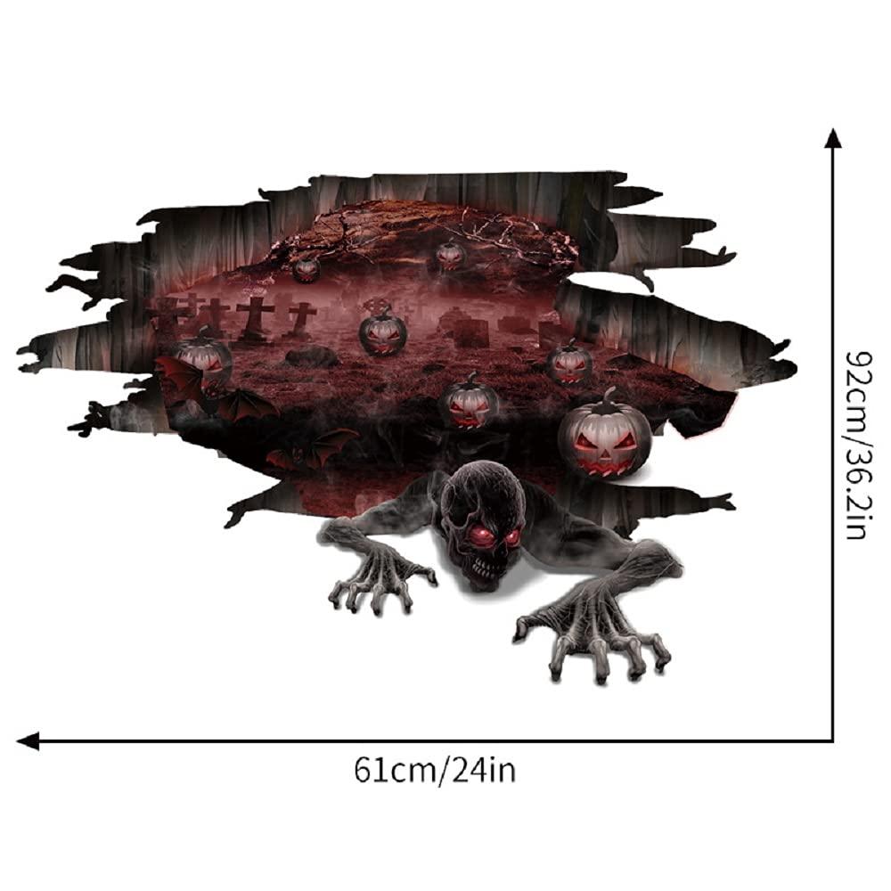 Nhãn dán tường trang trí halloween, nghệ thuật DIY PVC Halloween Zombie Trang trí Bí ngô Bí mật Bức tường, 35X50 cm, Zombie