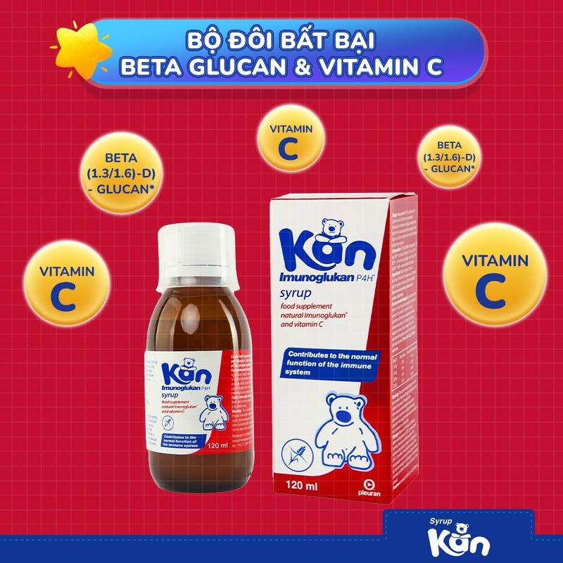 [Mua 1 Tặng 1] Combo 2 Siro Kan ImunoGlukan chai 120ml hỗ trợ miễn dịch nâng cao sức đề kháng cho bé