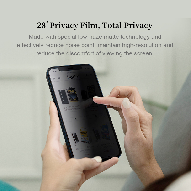 Dán cường lực HODA 2in1 Chống Chói + Chống Vân Tay/ Chống Chói + Chống Nhìn Trộm dành cho iPhone 14 Pro Max/ 14 Pro Kèm Khung Dán - Hàng nhập khẩu