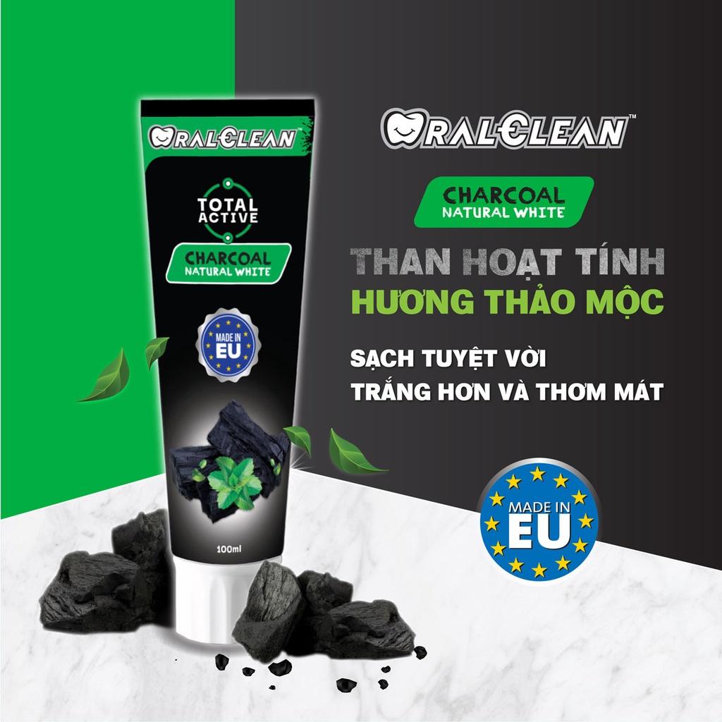 Combo 2 kem đánh răng Oral-Clean Total Active Charcoal Natural White