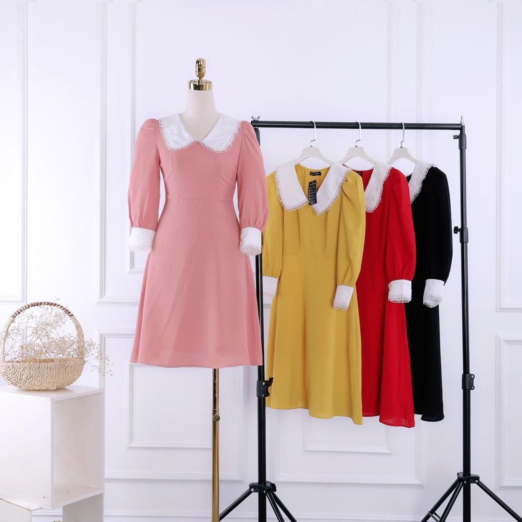 Đầm nữ tay lỡ cổ sen tiểu thư - Váy nữ cách điệu phối tay, cổ TK FASHION DK889