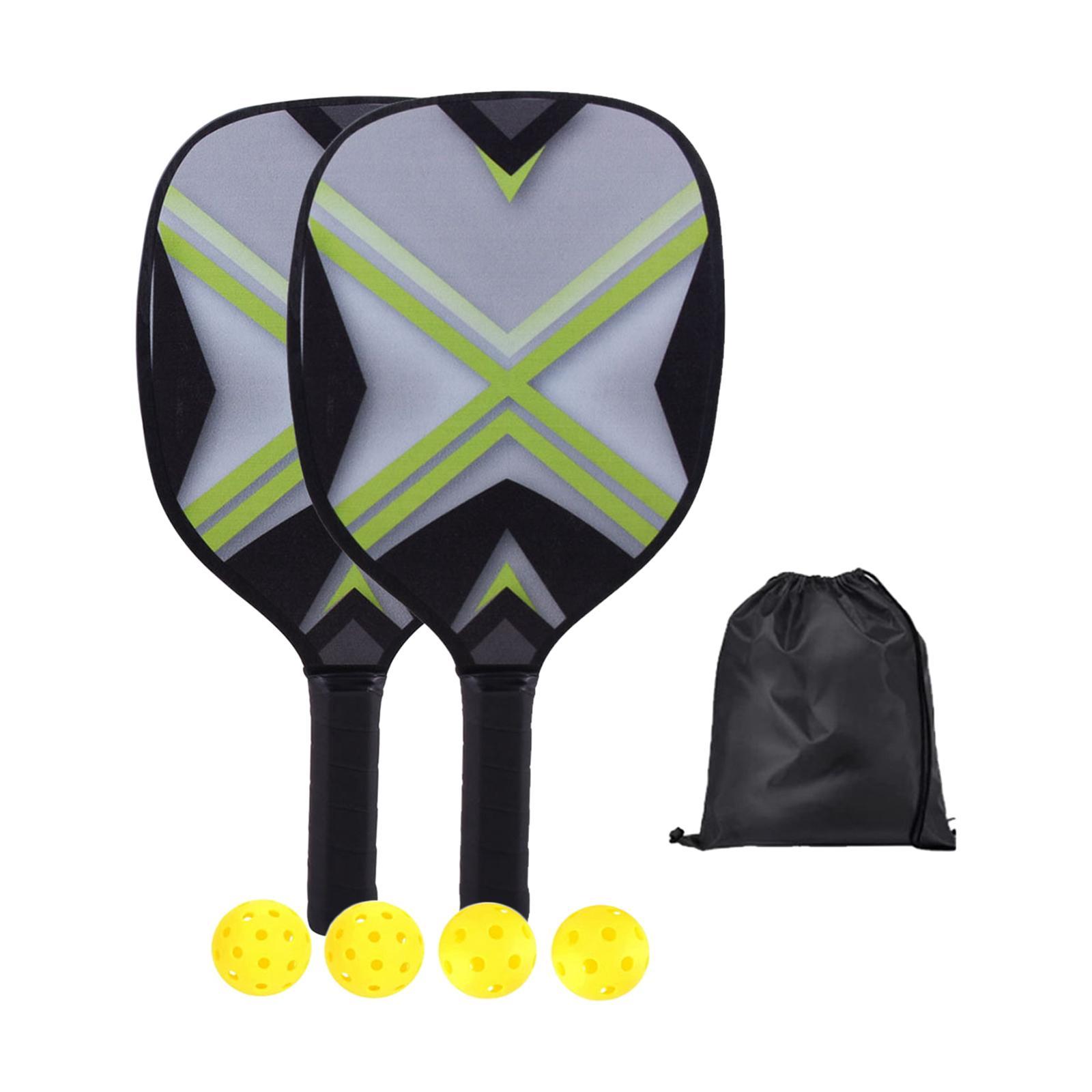 Pickleball Paddles Set of 2 Rackets with 4 Balls and Storage Bag for Indoor and Outdoor Tournament