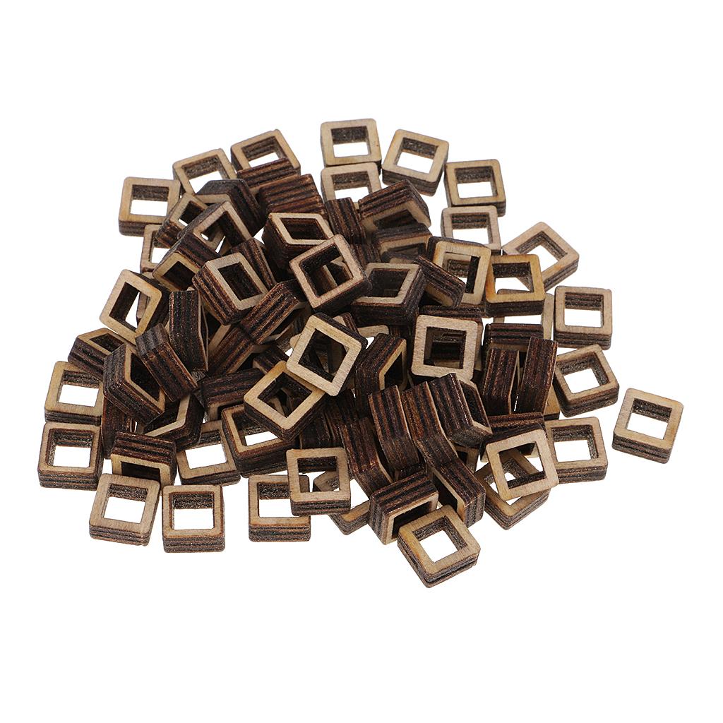 Unfinished Wood Hollow Square Wooden Pieces for Woodcraft Model Making Craft DIY Christmas Wooden Ornament