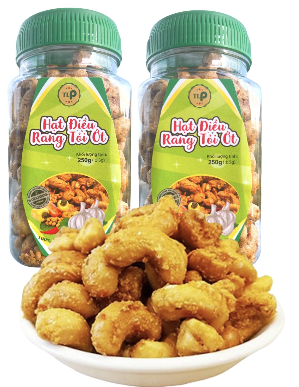 (LOẠI ĐẶC BIỆT) COMBO 2 HŨ HẠT ĐIỀU RANG TỎI ỚT - MỖI HŨ 250G