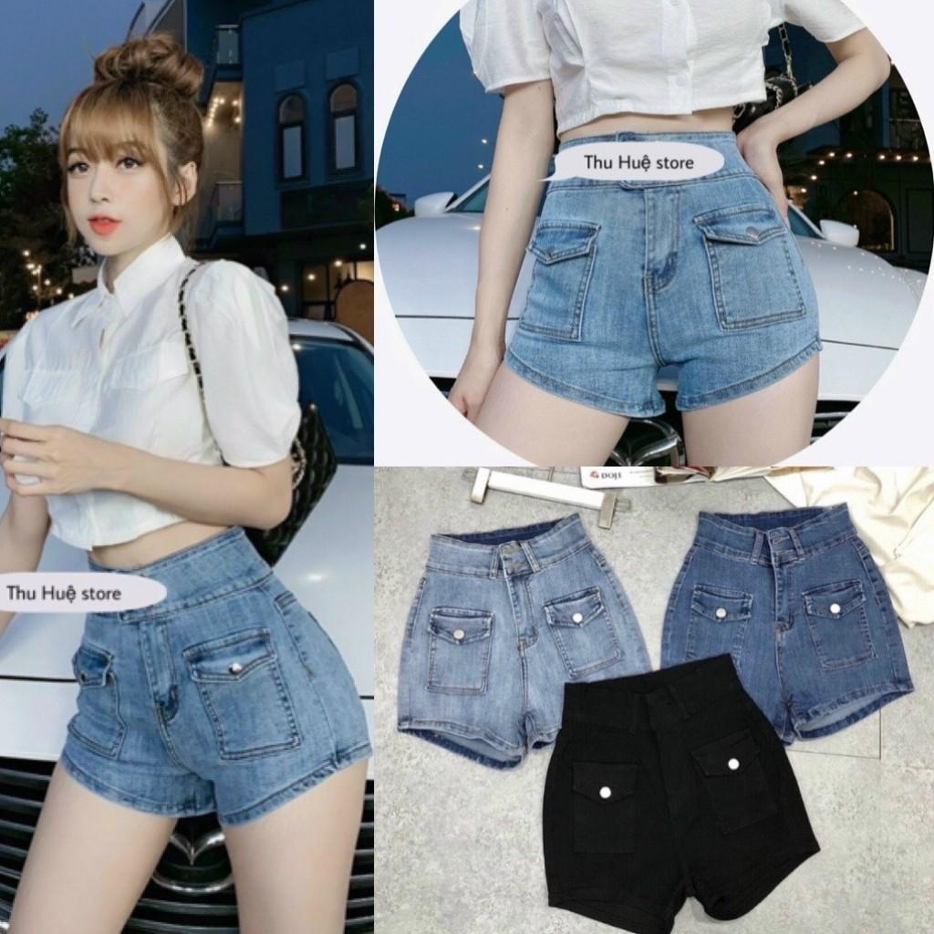 Quần Short Nữ Túi Kiểu Cạp Cao Hàng Co Giãn Siêu Đẹp