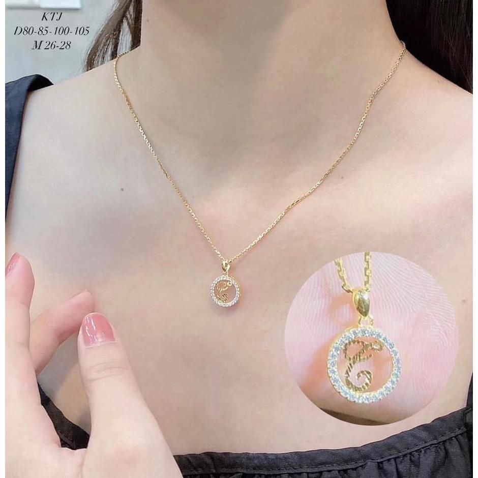 Mặt dây chuyền vòng cổ chữ cái theo tên vàng gắn đá xinh xắn,MS3032,phụ kiện trang sức,Vàng bạc an chi