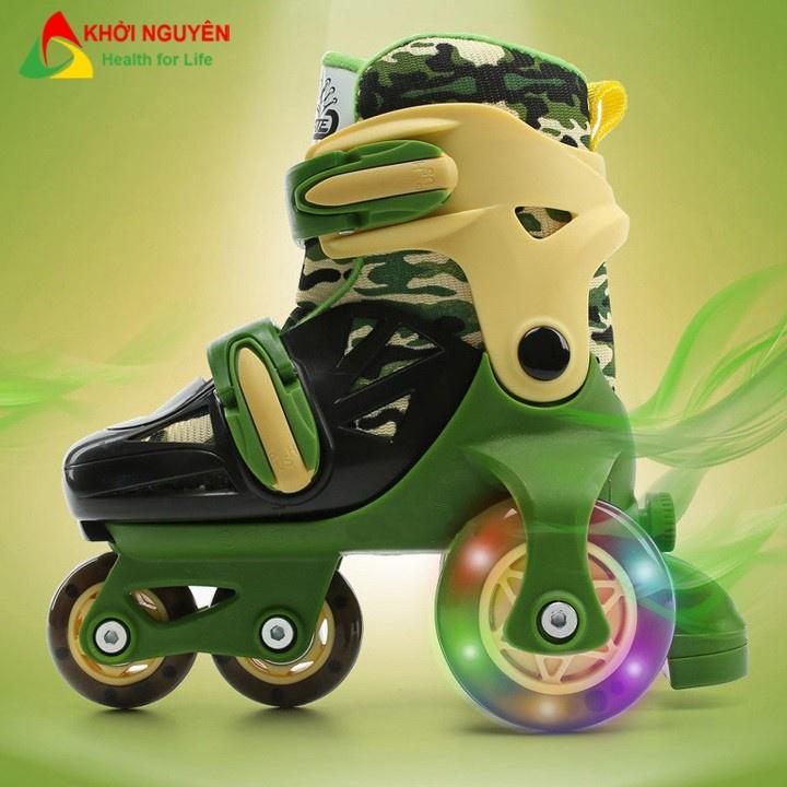 Giày patin trẻ em 2-5 tuổi LEYA có 3 hàng bánh đi được luôn, tặng kèm bảo hộ chân tay, bánh có đèn led, quà tặng năm mới