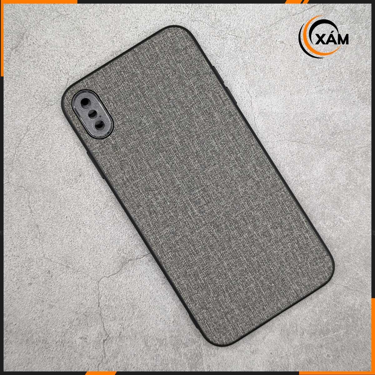 Ốp lưng xs max chống vân tay nhựa cứng viền đen vải jean 1 màu phụ kiện điện thoại huỳnh tân store