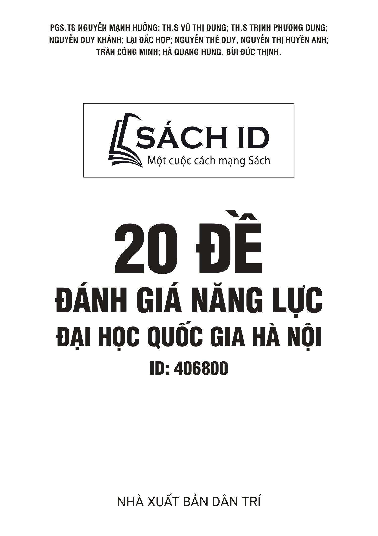 20 Đề Đánh Giá Năng Lực Đại Học Quốc Gia Hà Nội