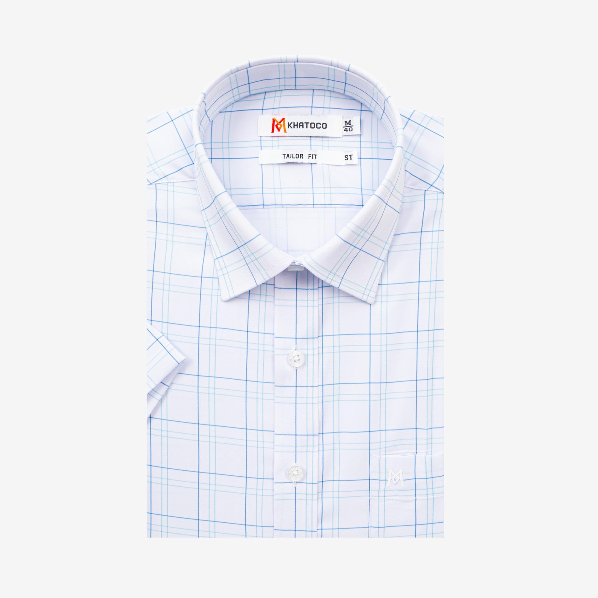 Áo sơ mi nam KHATOCO Tailor Fit ngắn tay A1MN538T2-CNCR852-2711-N