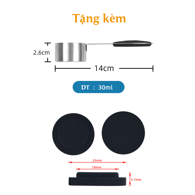 Hũ đựng cà phê có van 1 chiều kèm muỗng đong | Điều chỉnh được ngày tháng trên nắp