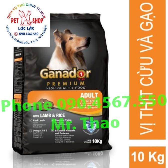 10KG Thức ăn cho chó trưởng thành vị thịt cừu &amp; gạo Ganador with Lamb &amp; Rice 10KG