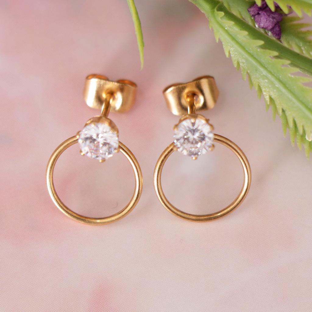 2-7pack Women Stylish Round Ring Rhinestone Stud Earrings Ear Studs Earring Gold