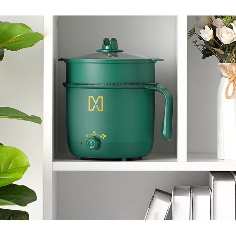Nồi Lẩu Điện Đa Năng 2 Nấc Nhiệt Kèm Giá Hấp Có Tay Cầm Tiện Dụng 18cm - Nồi Lẩu Hấp Mini 2 Tầng Cao Cấp.