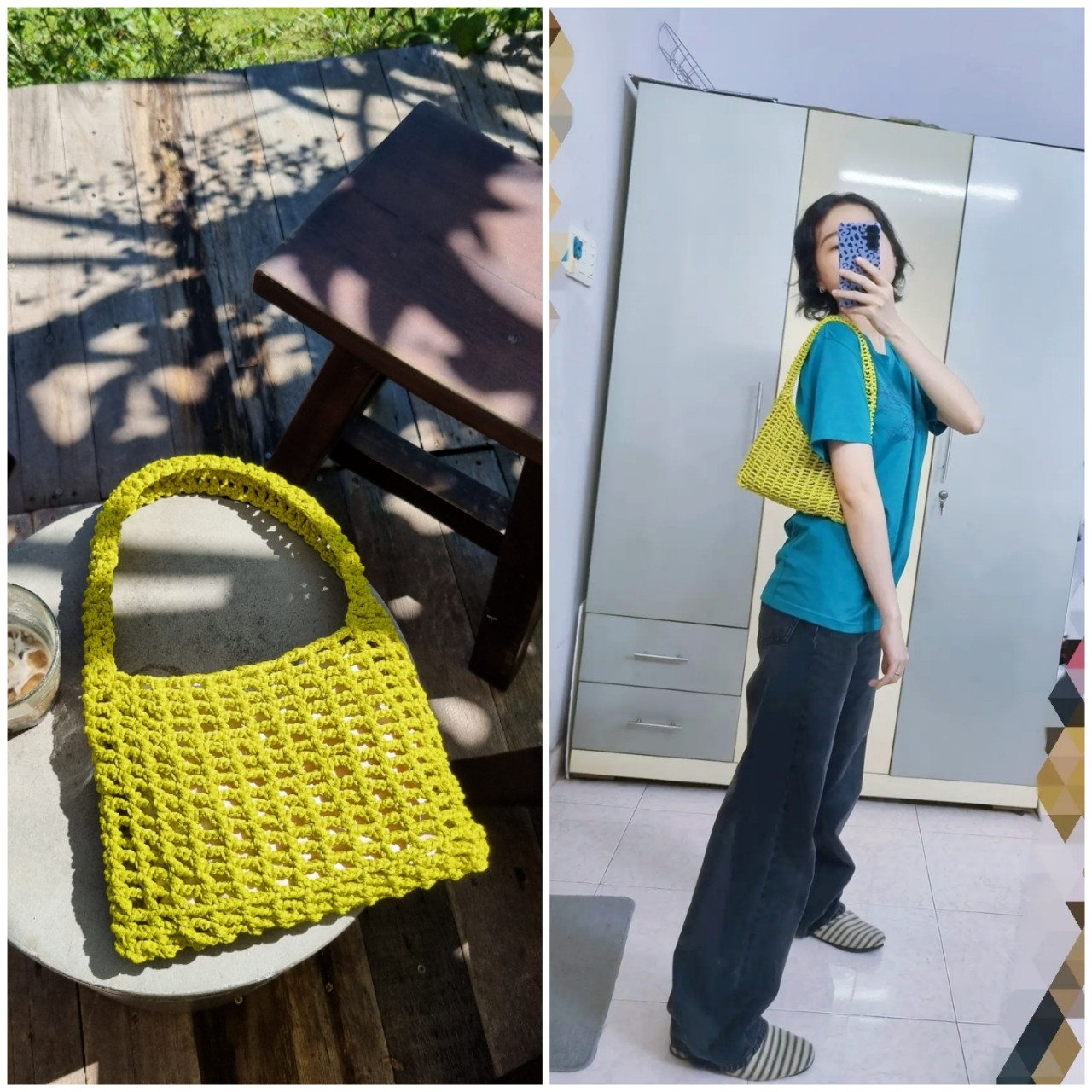 TÚI LƯỚI ĐEO VAI XÁCH TAY NỮ + TÚI VẢI RÚT / NO.1 BAG