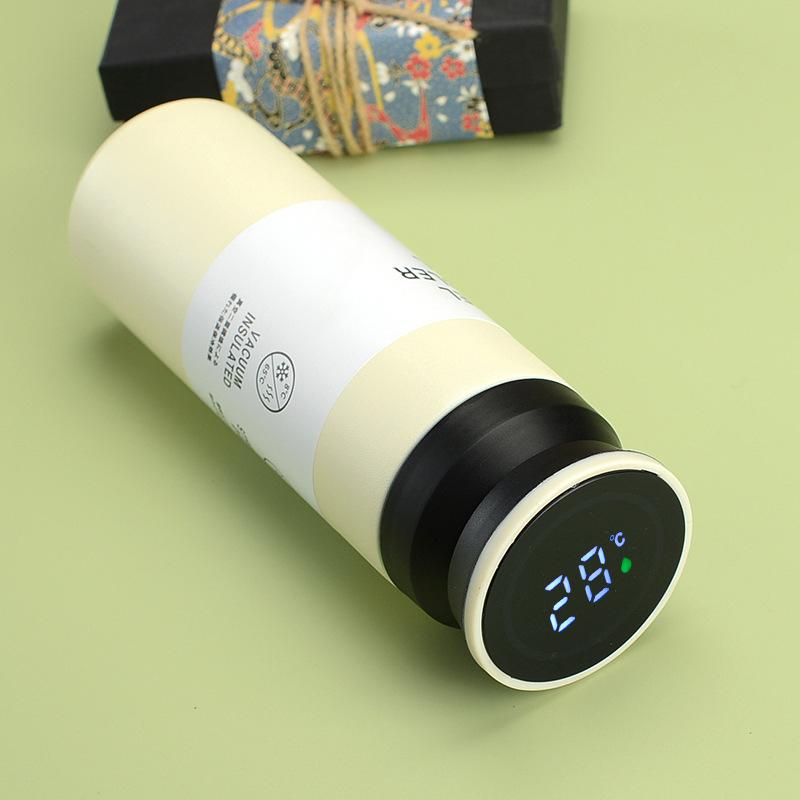 Khuyến mại phong cách Nhật Bản cốc hút chân không thép không gỉ 304 cà phê cốc hiển thị nhiệt độ thông minh quà tặng doanh nghiệp chữ