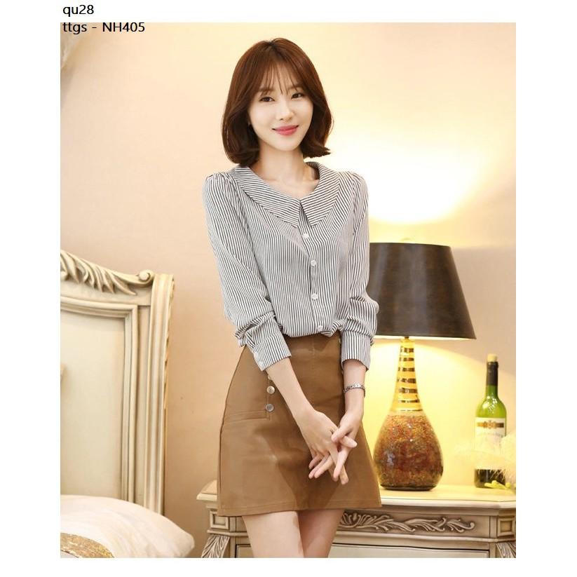 NH405 ÁO NỮ CỔ SEN DÀI TAY