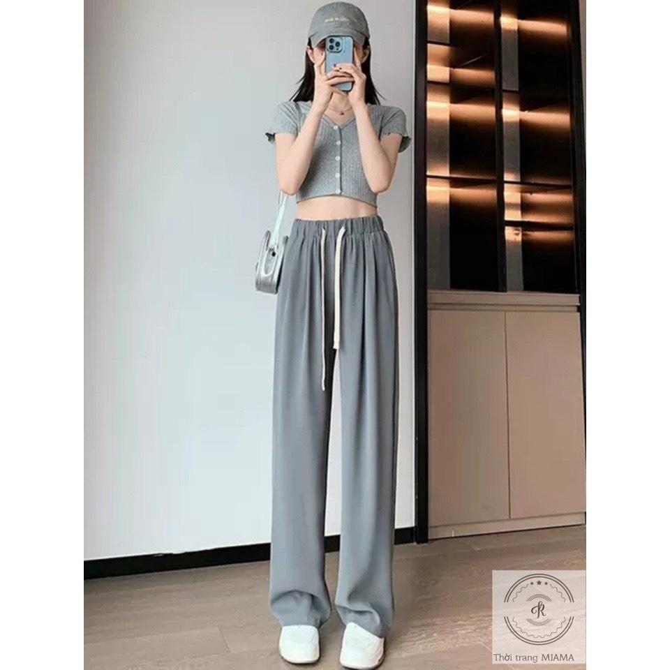 Quần Culottes Nữ Ống Rộng Dây Rút To 3 Màu Vải Chéo Hàn Siêu Xinh