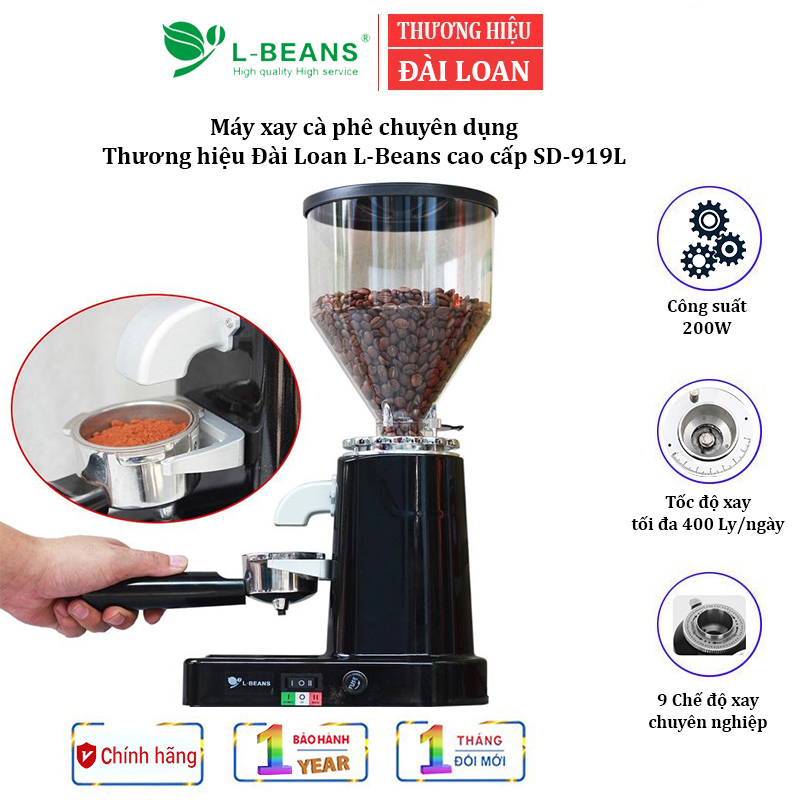 Máy xay cà phê chuyên dụng nhãn hiệu L-Beans SD-919L công suất 200W, dung tích phễu xay 1,5 lít - Hàng Nhập Khẩu