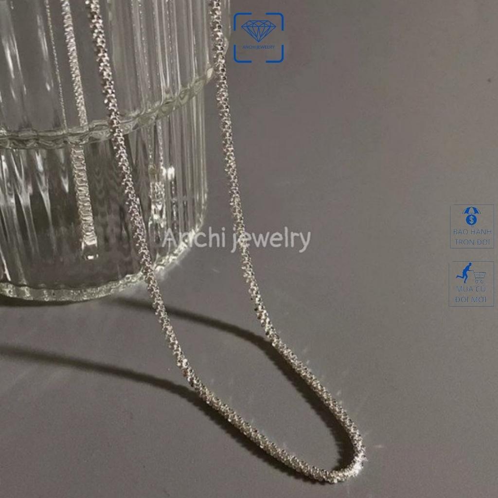 Vòng cổ nữ bạc 925 trơn sợi to thời trang Hàn Quốc, Anchi jewelry