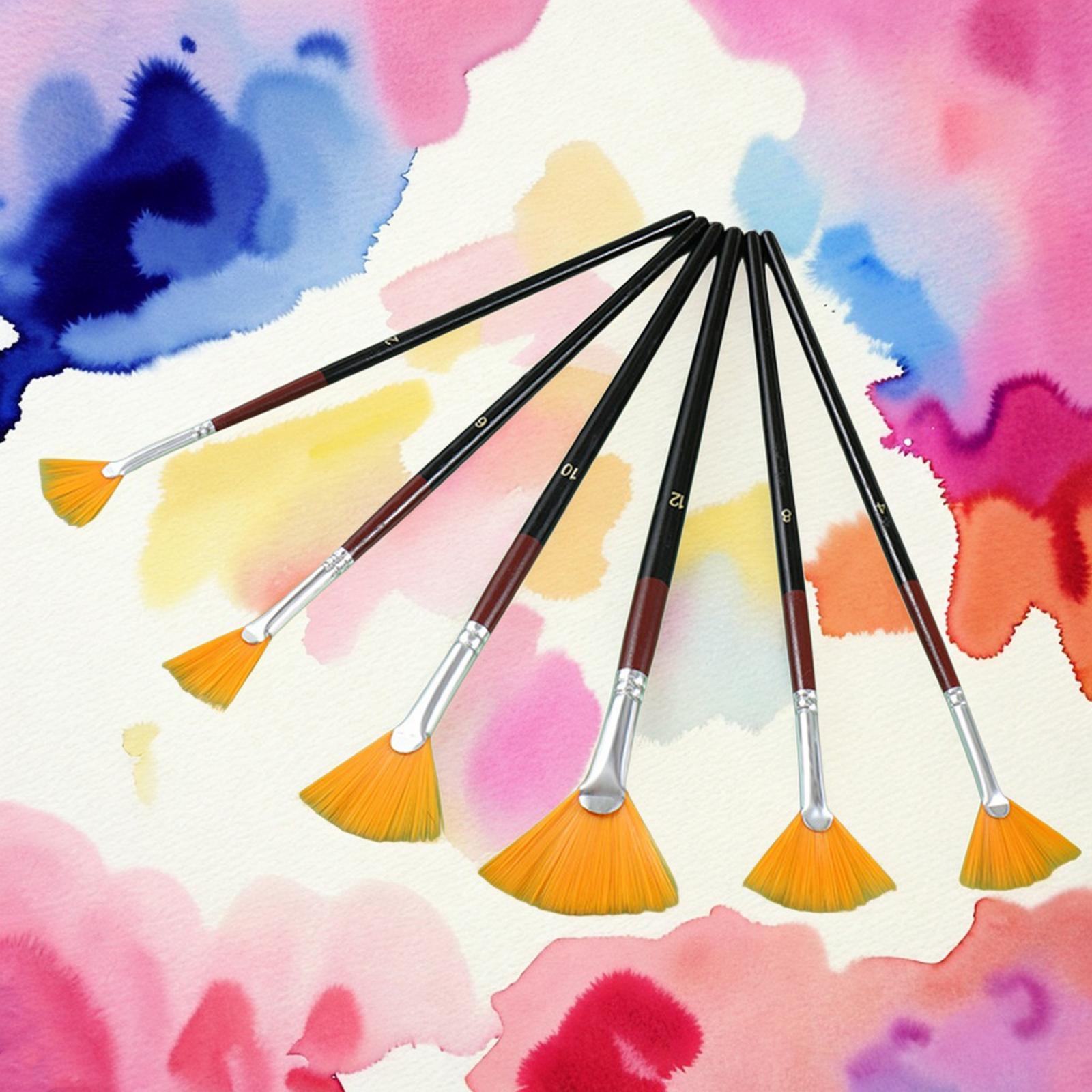 6Pcs Watercolor Paint Brush Pen Set Artists Paint Brush Set for Oil Water