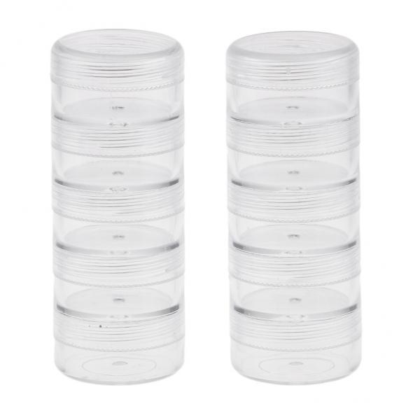 4X 2 Set Jewelry Jar Box Small Pill Screw Top Beads Storage Container Stackable