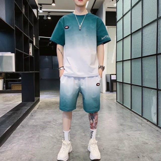 Set Đồ Thun Nam Thể Thao Mùa Hè Loang màu Kiểu Dáng Năng Động Hàn Quốc thích hợp đi chơi mặc nhà