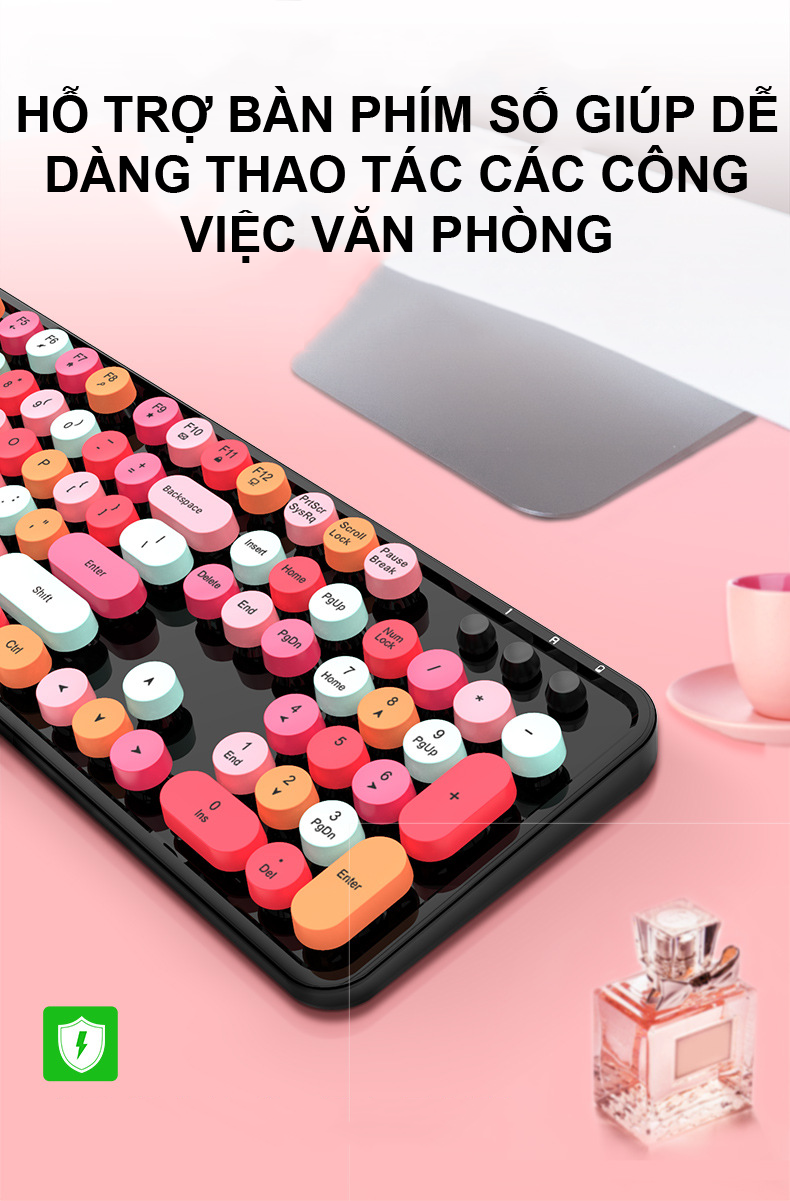 Bộ bàn phím và chuột không dây MOFII SWEET đa dạng màu sắc thiết kế nút tròn hiện đại - HÀNG CHÍNH HÃNG