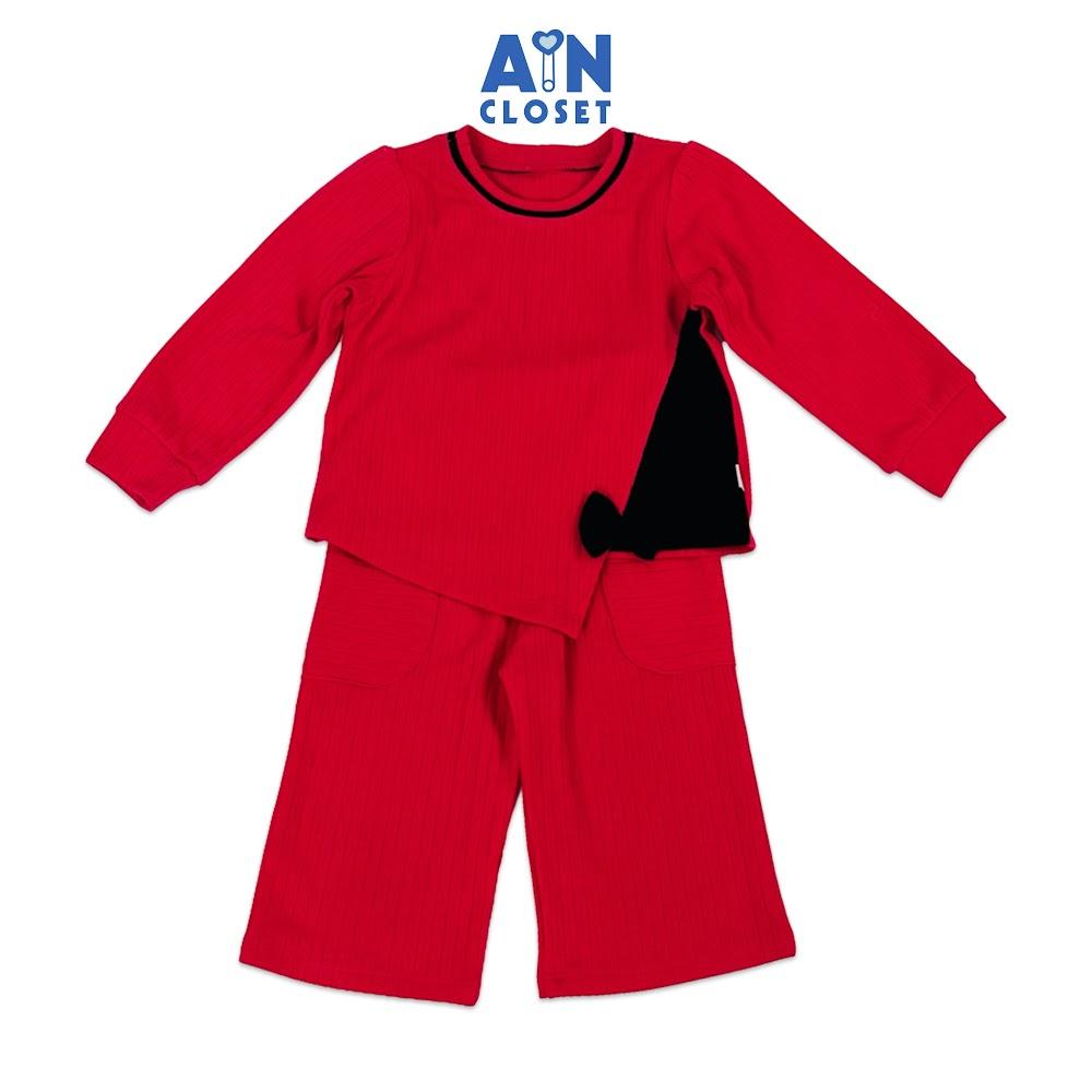 Bộ quần áo Dài bé gái Hồng Đính Nơ thun cotton - AICDBGWNO4JZ - AIN Closet