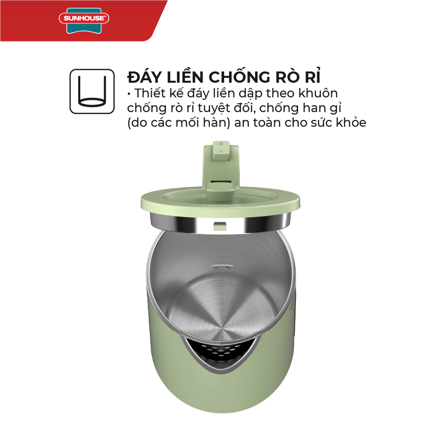 Ấm Đun Siêu Tốc Inox 2 Lớp Sunhouse SHD1353 (1.8 Lít) - Hàng Chính Hãng