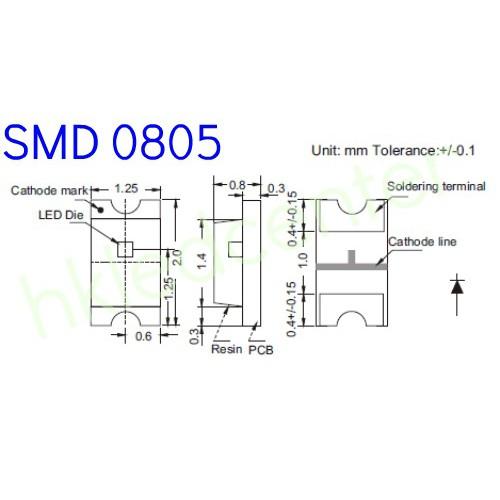 LED 0805 sáng đỏ chân dán