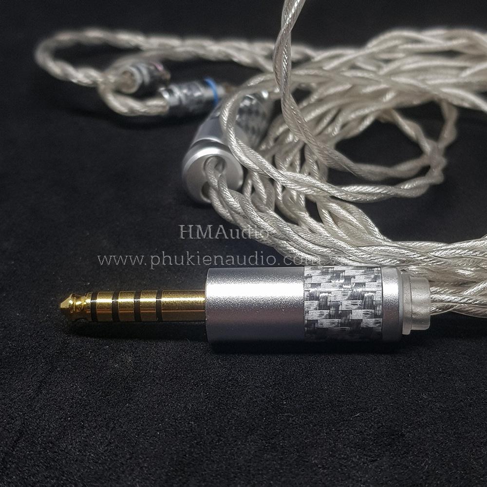 Dây tai nghe đồng mạ bạc 7N OCC Litz 23AWG đường kính dây đơn 1.25mm tết 4 sợi - Connector 2pin 0.78mm mạ vàng