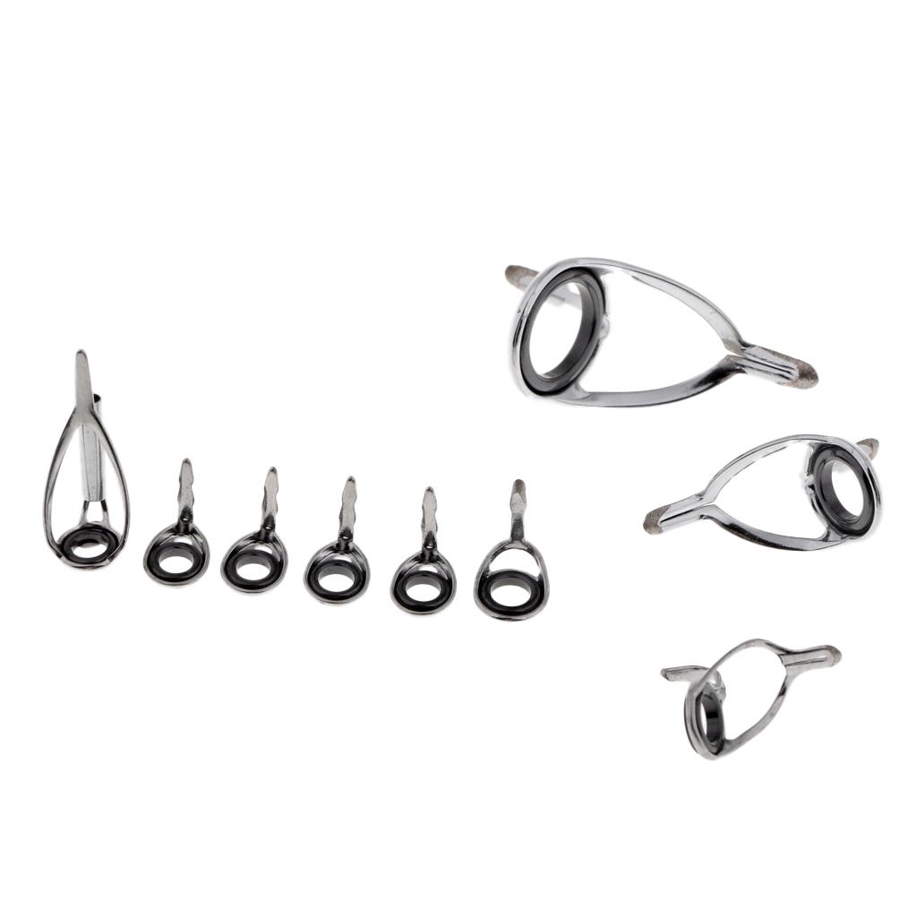 18pcs Stainless Steel Frame Ceramic Ring Fishing Rod Guides Tips Rings