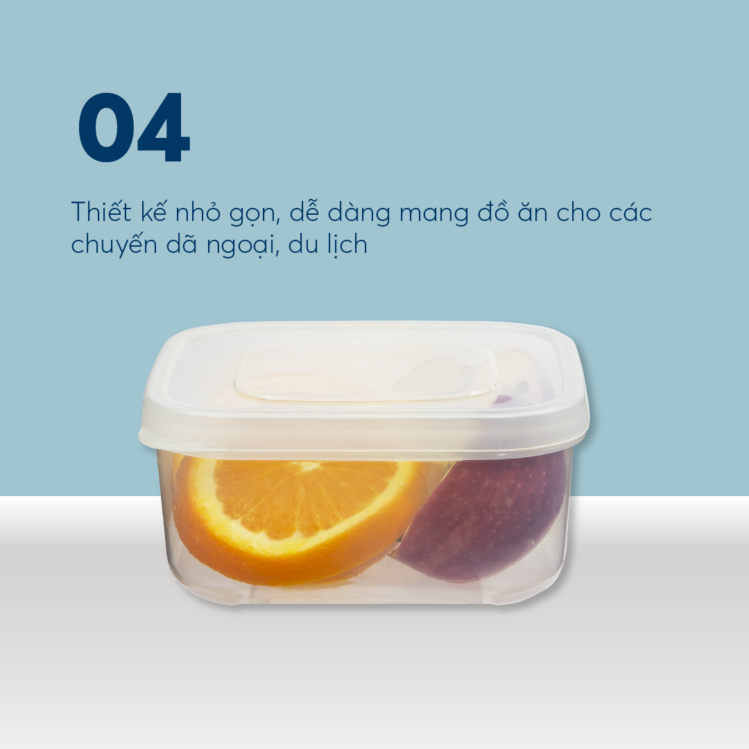 Bộ 3 hộp thực phẩm vuông Hokkaido 500-1000-2000ml (Tặng kèm sticker) - INOCHI- chất lượng chuẩn Nhật Bản
