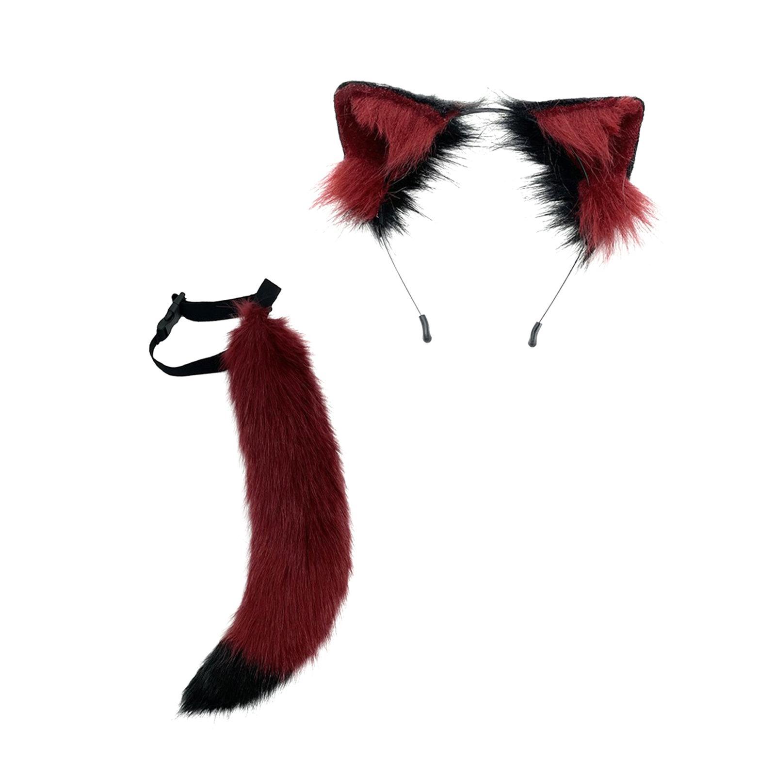 2Pieces Fox Ears Hair Hoop, Headwear Lovely Plush for Cosplay Costume Kits