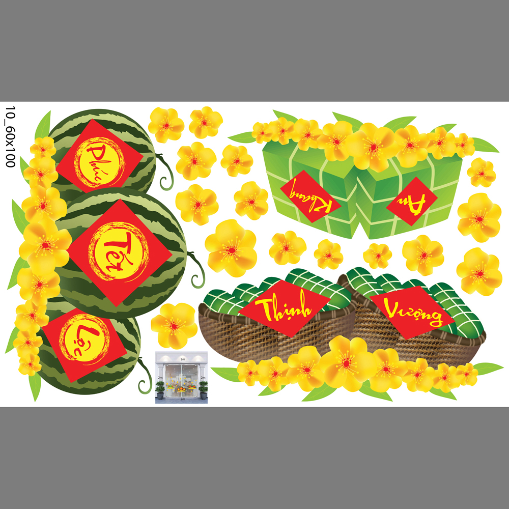 Decal trang trí tết xuân 2020 combo số 6