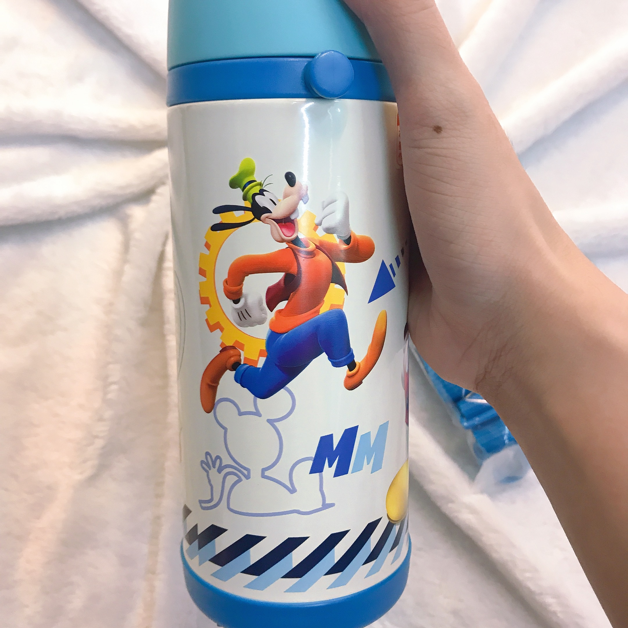 Bình nước giữ nhiệt có ống hút hình chuột Mickey đứng màu xanh cho trẻ em, các bé, học sinh -  - WD-3424MK1