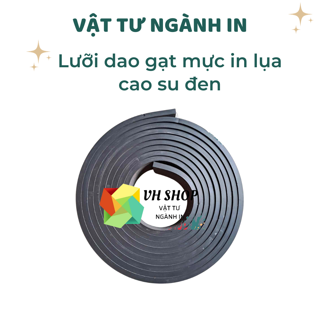 Lưỡi dao gạt mực in lụa cao su đen 1 mét, dày 7mm và 9mm