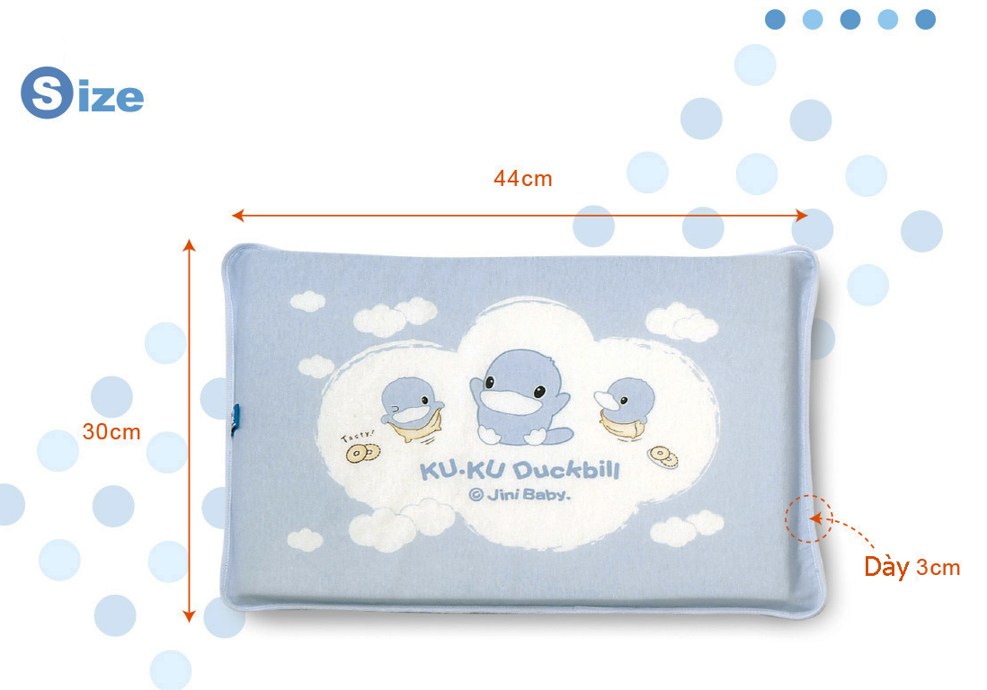 Gối cao su kuku chống ngạt thoáng khí cho bé tặng kèm 1 vỏ gối phụ thay thế 30x44x3 cm ku2025 ( cao su nhân tạo )