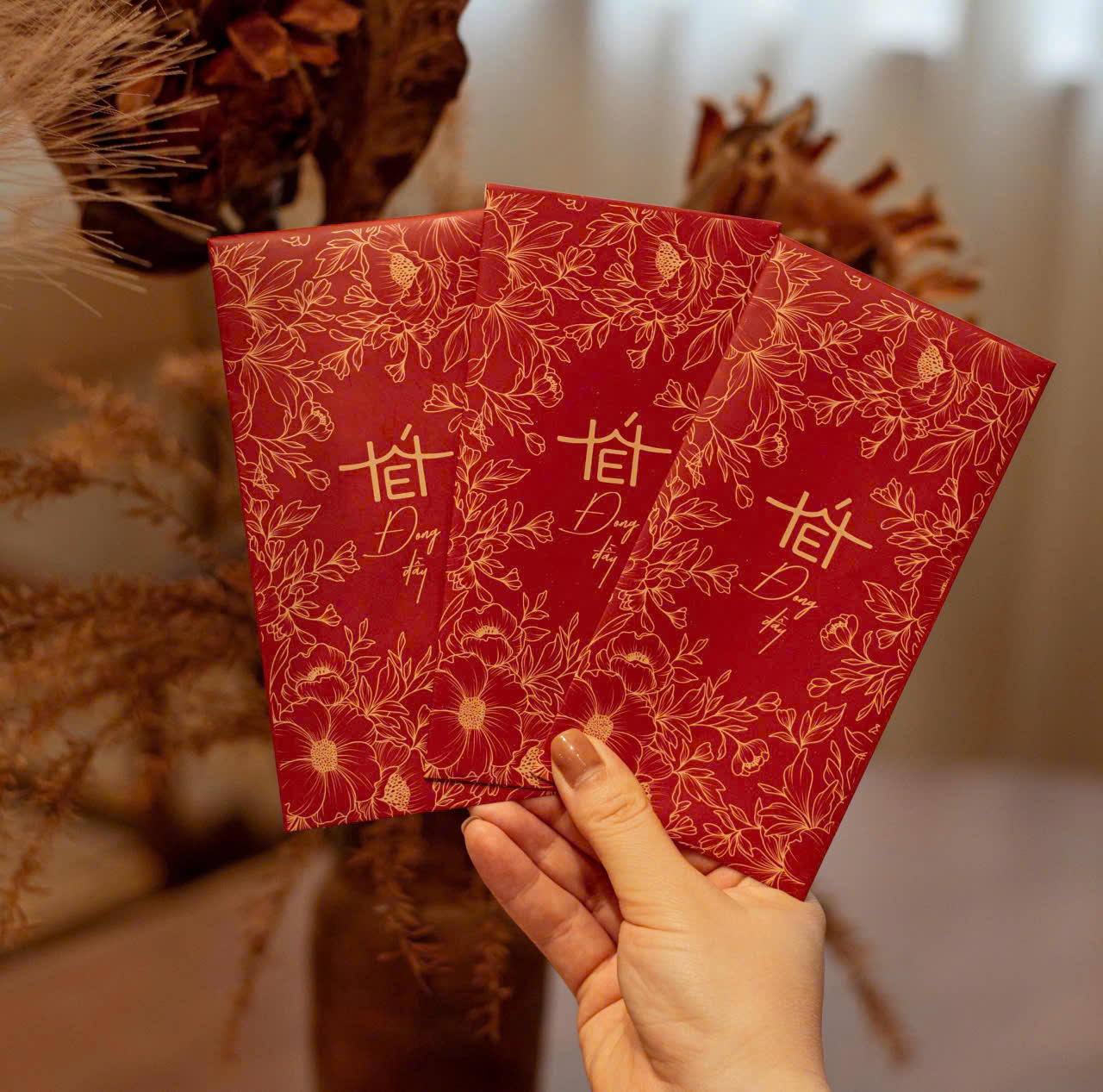 SET 60 Bao Lì Xì Tết 2026 Cao Cấp – Họa Tiết Hoa Vàng Sang Trọng – Bộ Lì Xì Tết Đỏ May Mắn - HÀNG CHÍNH HÃNG MINIIN