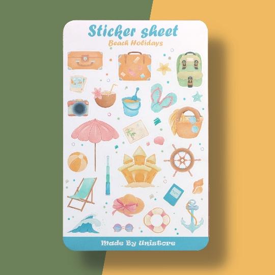 sticker sheet beach holidays - sticker dán, trang trí sổ nhật kí, sổ tay | Bullet journal sticker