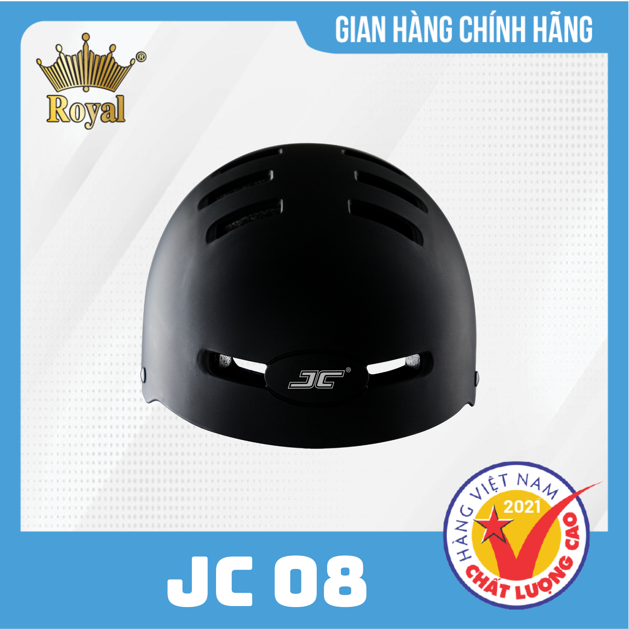 Mũ Bảo Hiểm Xe Đạp JC 08 An Toàn, Chắc Chắn, Trọng Lượng Nhẹ - Đen mờ