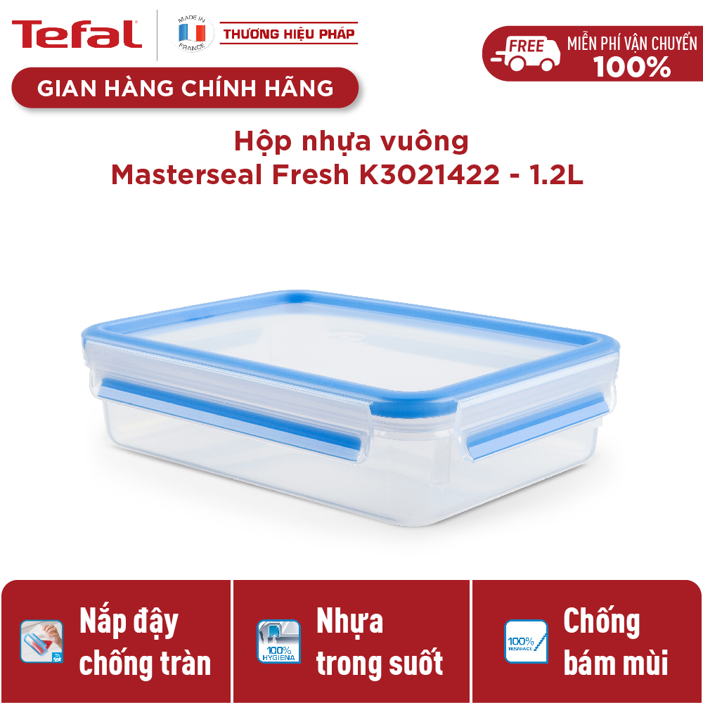 Hộp bảo quản thực phẩm nhựa Tefal Masterseal Fresh 1200ml - Hàng chính hãng