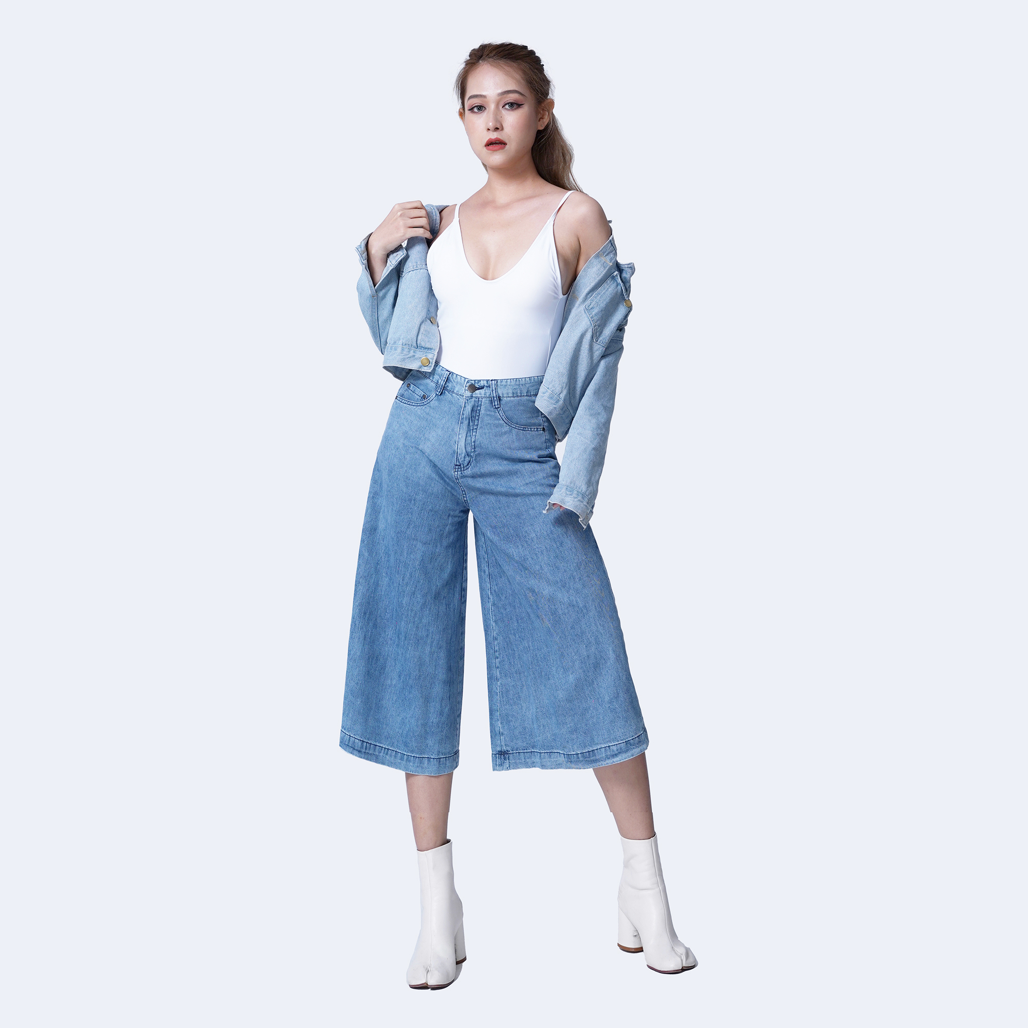 Quần Jeans Nữ Ống Rộng Lưng Cao Aaa Jeans Nhiều Màu