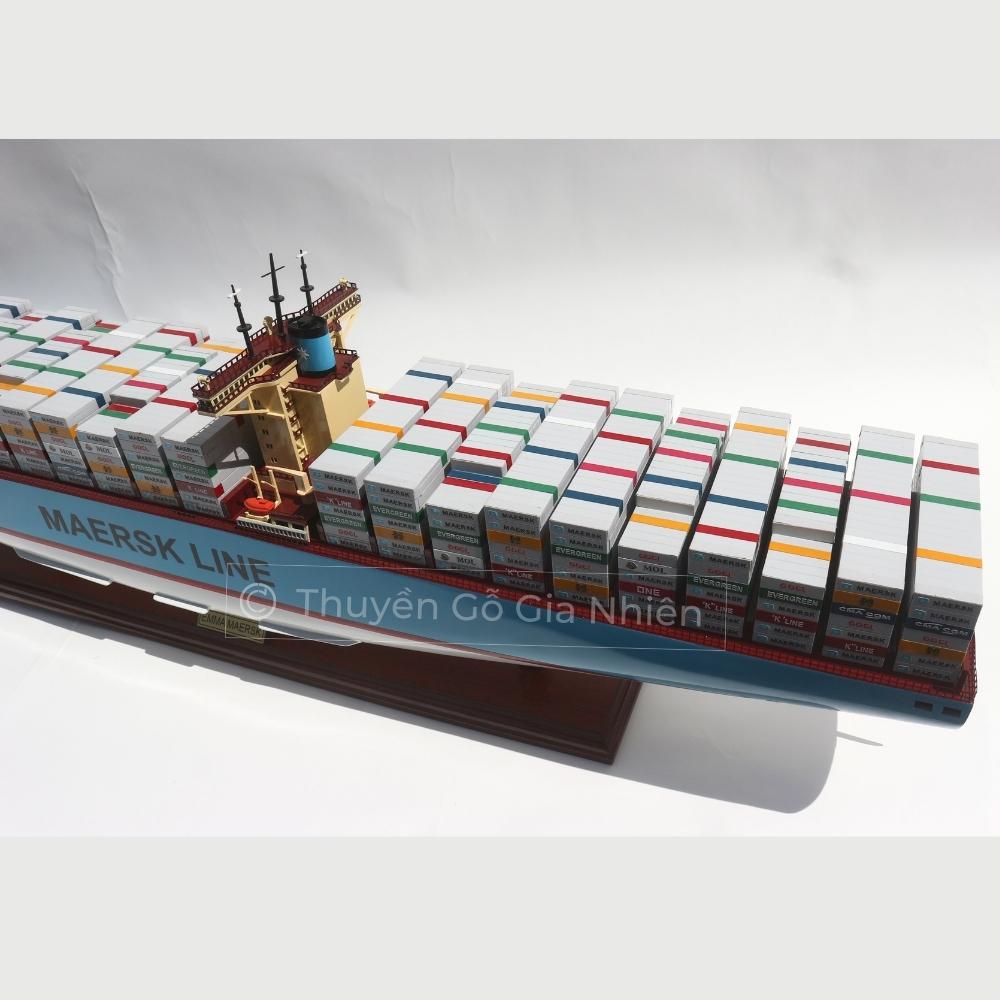 Mô Hình Thuyền Gỗ Trang Trí Phong Thủy Dạng Thuyền Thương Mại EMMA MAERSK Chính Hãng, Hàng Xuất Khẩu Chất Lượng Cao