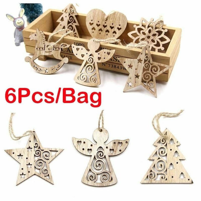 Bộ 6 Miếng Gỗ Trang Trí Cây Thông Giáng Sinh