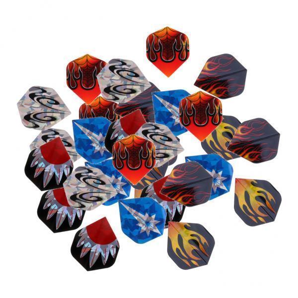 2x 30 Pieces Durable Assorted Color  Flights Standard Shape Spider Flame  Pattern