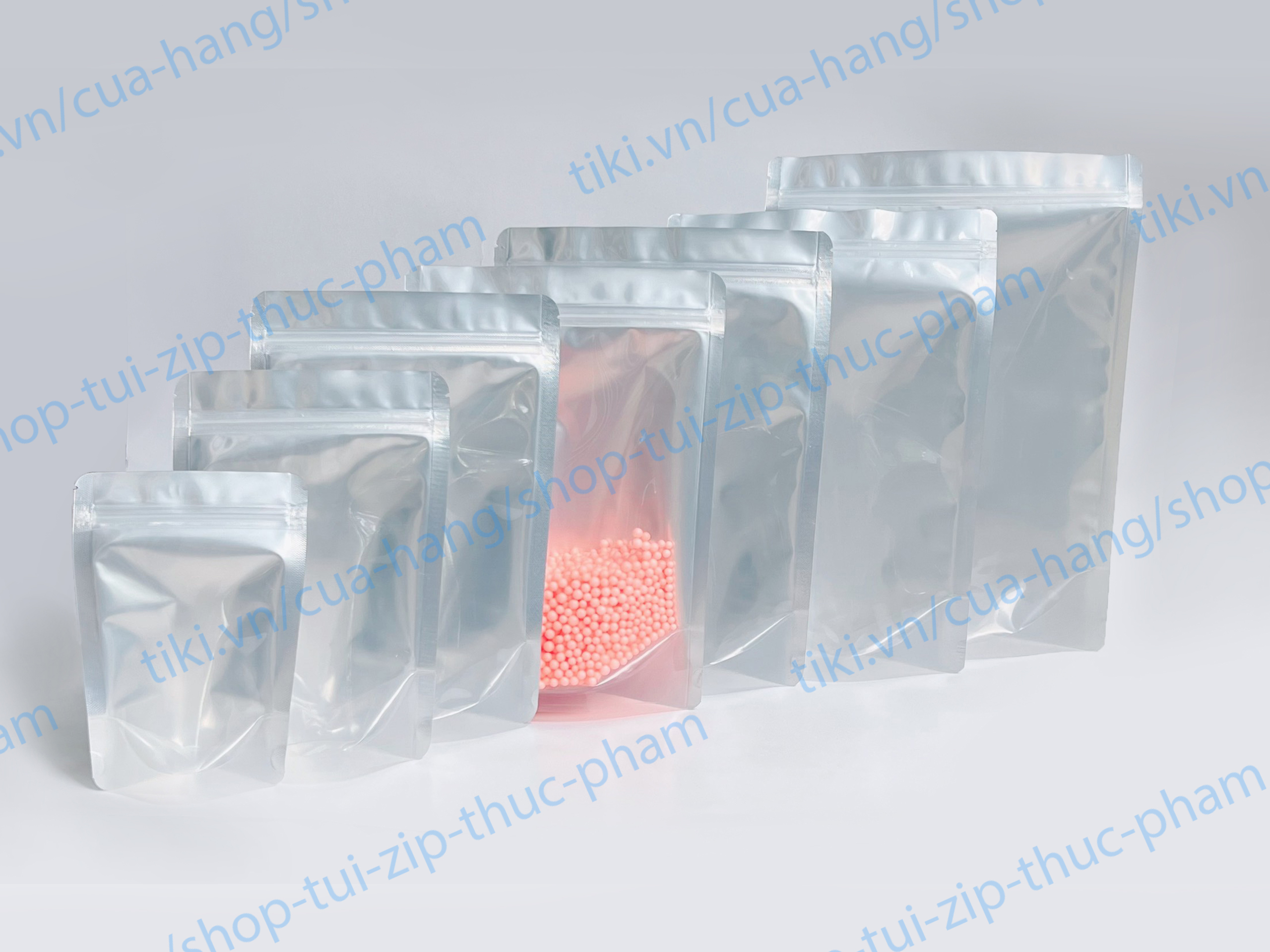 1kg Túi Zip Bạc đáy đứng - Bao zip bạc 1 mặt trong - Túi đựng đồ ăn vặt, bánh kẹo, thực phẩm khô nhìn thấy sản phẩm bên trong - size